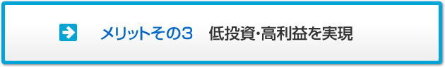 メリットその3　低投資・高利益を実現